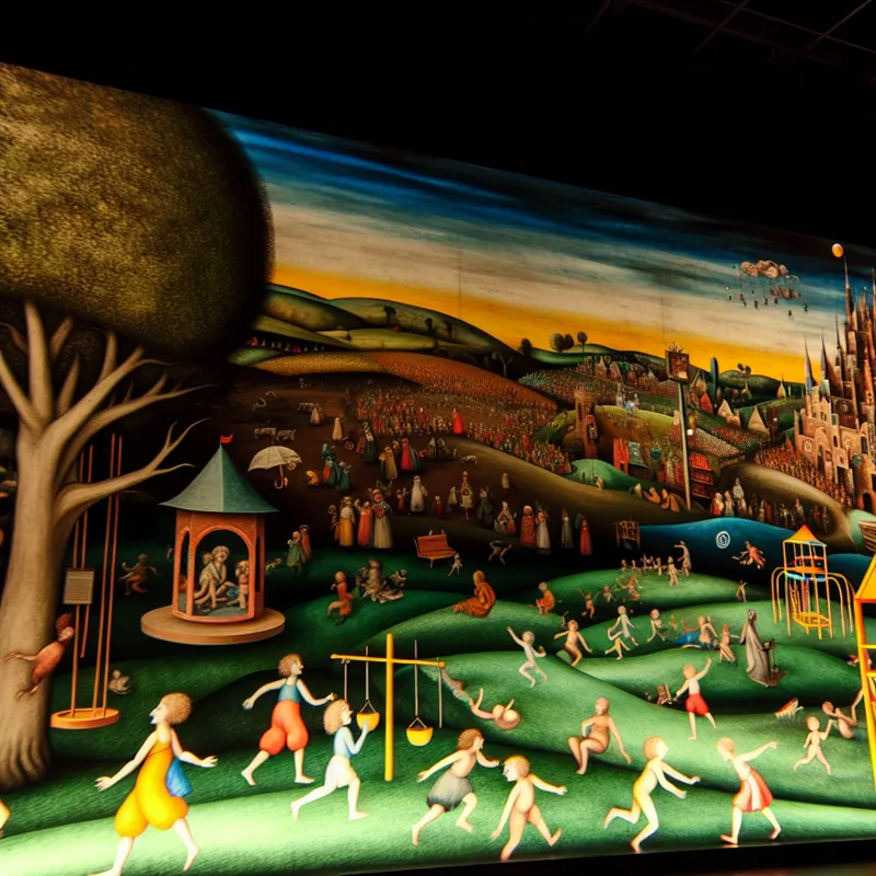 Kinderen spelen vrolijk in een ruim park met kleurrijke speeltoestellen en groene grasvelden.