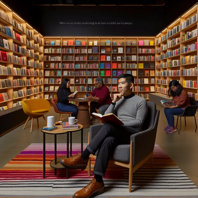 Gezellige bibliotheek met comfortabele stoel en kleurrijke boeken