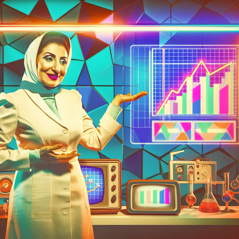 Wetenschapper in een modern laboratorium die kleurrijke datadiagrammen bekijkt.