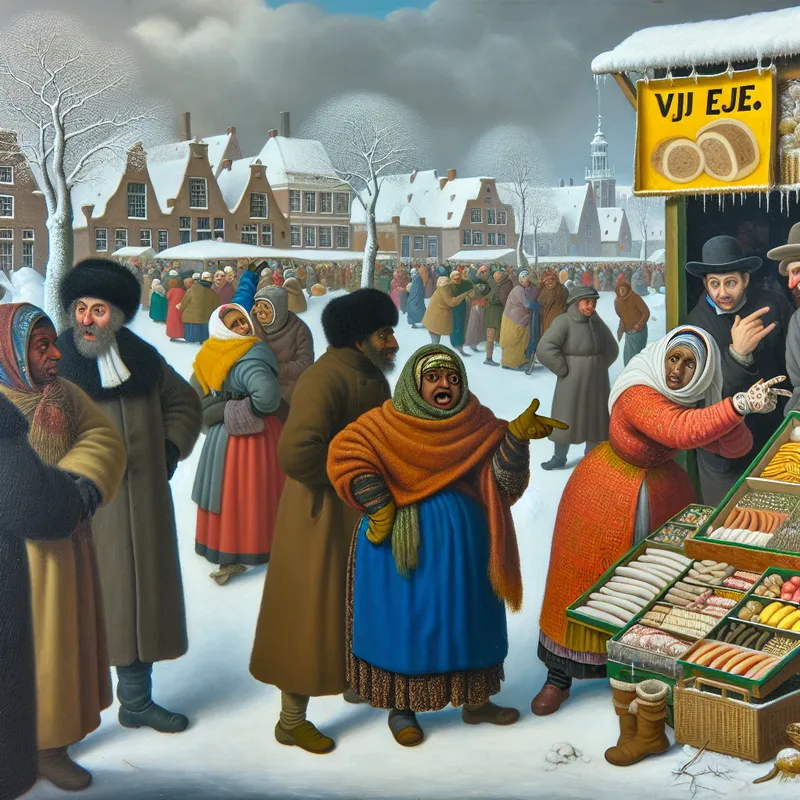 Lichtrijk wintertafereel bij een markt geïnspireerd door Avercamp