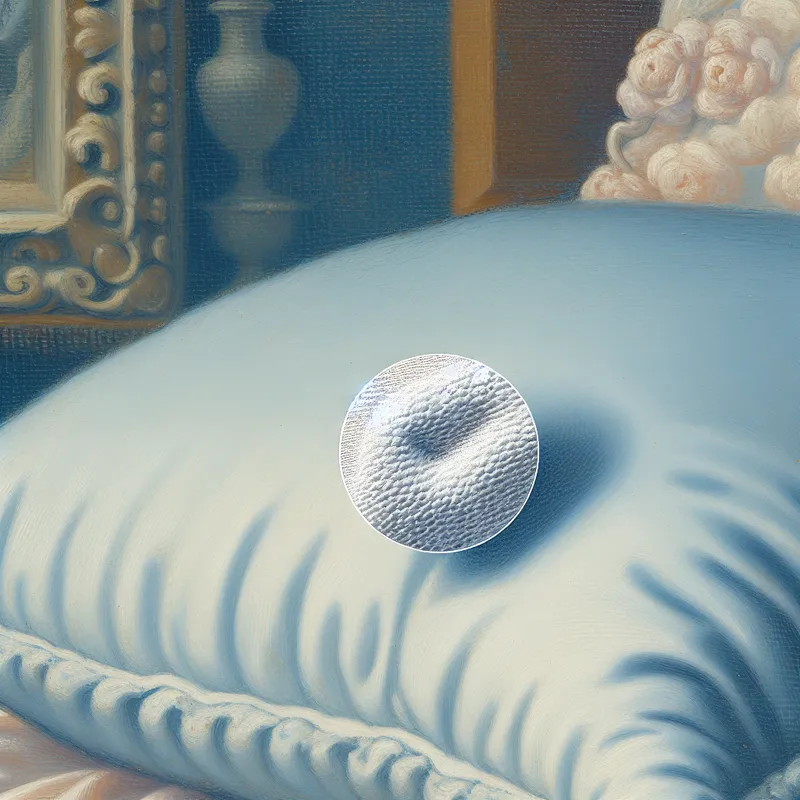 Pluche kussen met deuk op sierlijk bed