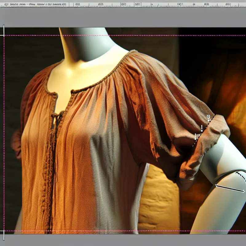 Close-up van een zomershirt op een mannequin met korte mouwen, verlicht door zacht licht.